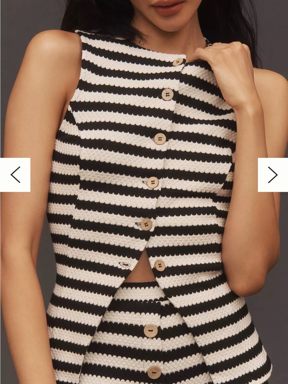 Anthropologie MAEVE Structured Knit Vest- Black and White NWT